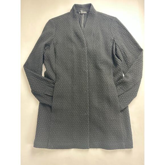 Eileen Fisher Size Petite Small Black Honeycomb High Mock Neck Overcoat Timeless - Picture 12 of 16
